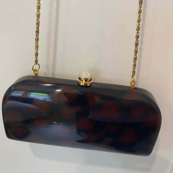 Carlo Fellini Amber Resin Clutch Purse with Gold Chain - Picture 3 of 9